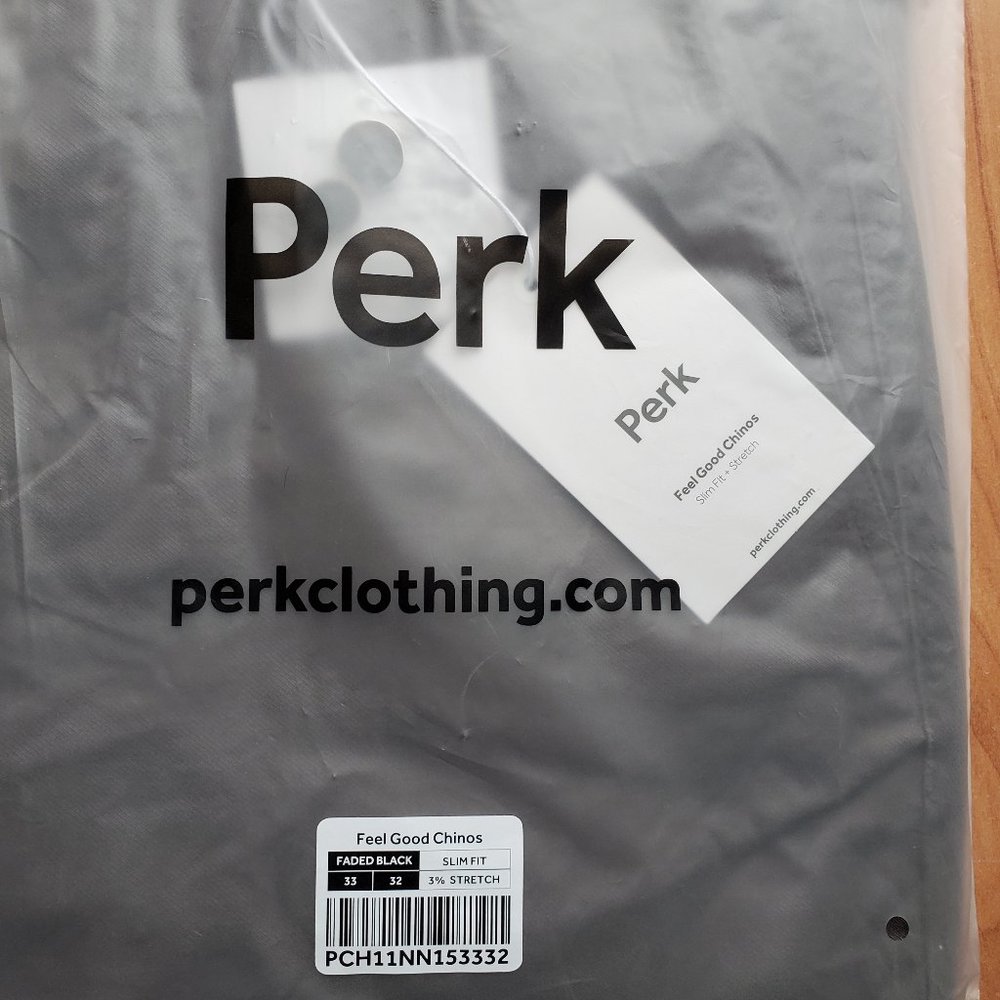 NEW Mens PERK Feel Good Chinos Slim Fit / Stretch - Faded Black. Size 33x32